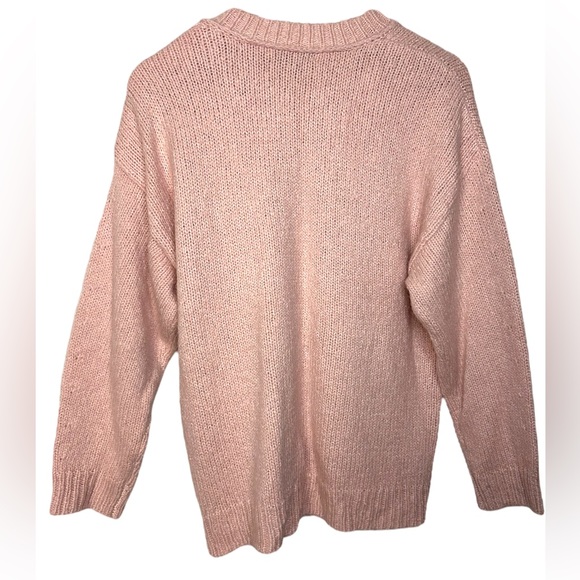 J Crew ALPACA WOOL Tortoise Shell Shoulder Buttons Crewneck Sweater Blush Pink M - Picture 10 of 11
